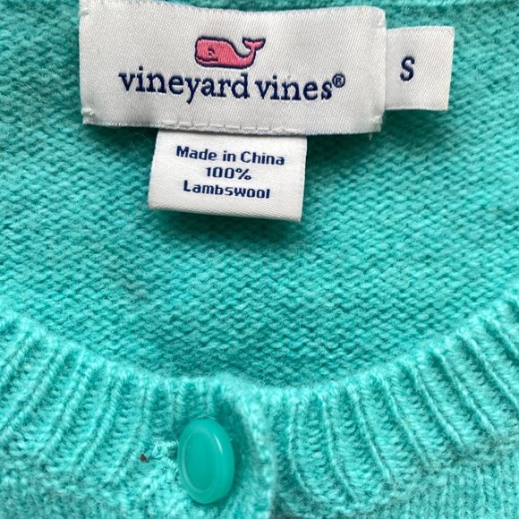 Vineyard Vines Womens Cardigan Sweater Size Small Lambswool Soft Warm Teal Mint - Picture 10 of 12